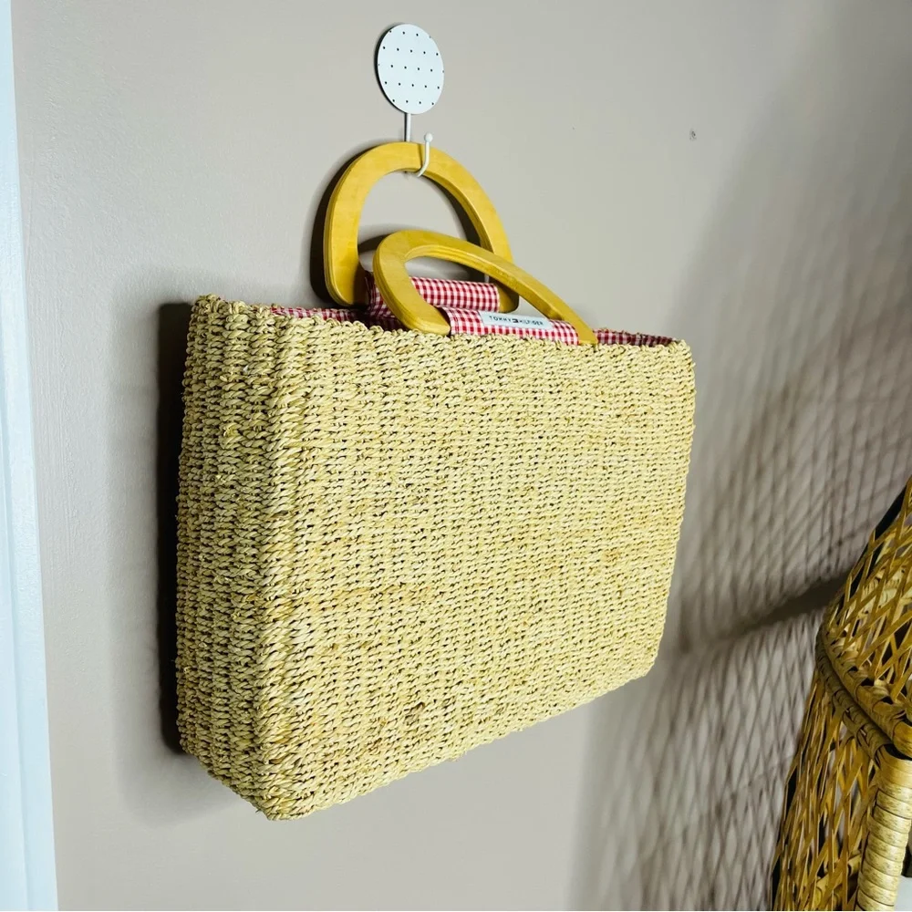 Straw Tommy Hilfiger gingham purse - Picture 3 of 8